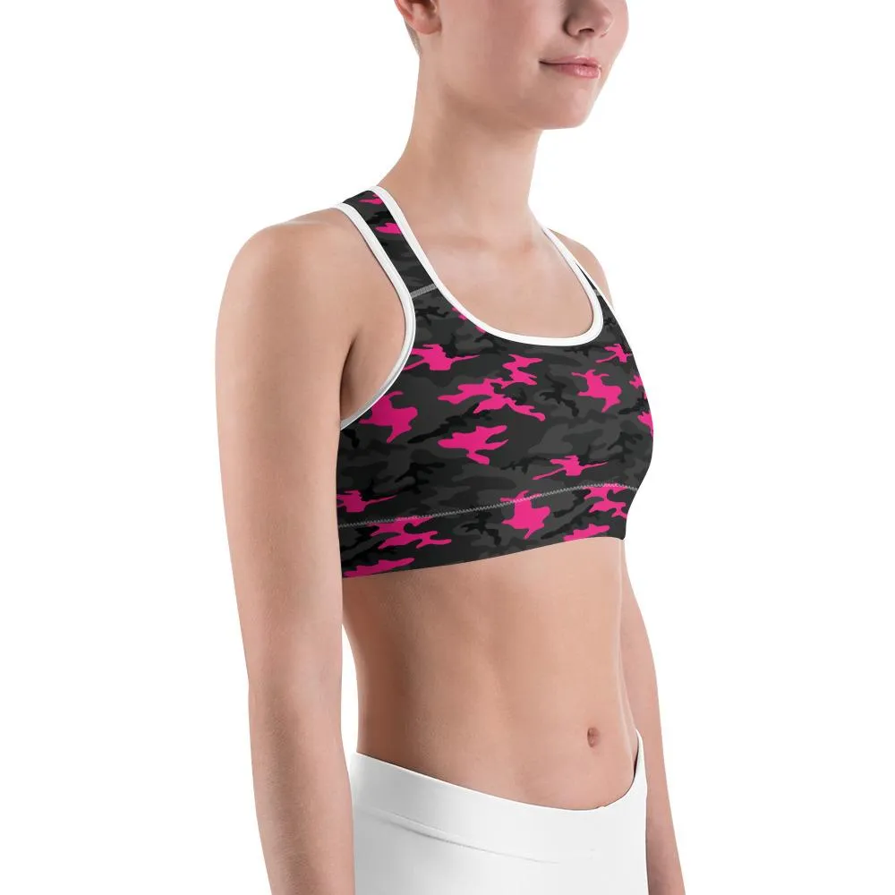 Dark Pink Camo Sports Bra