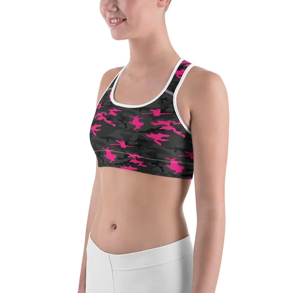 Dark Pink Camo Sports Bra