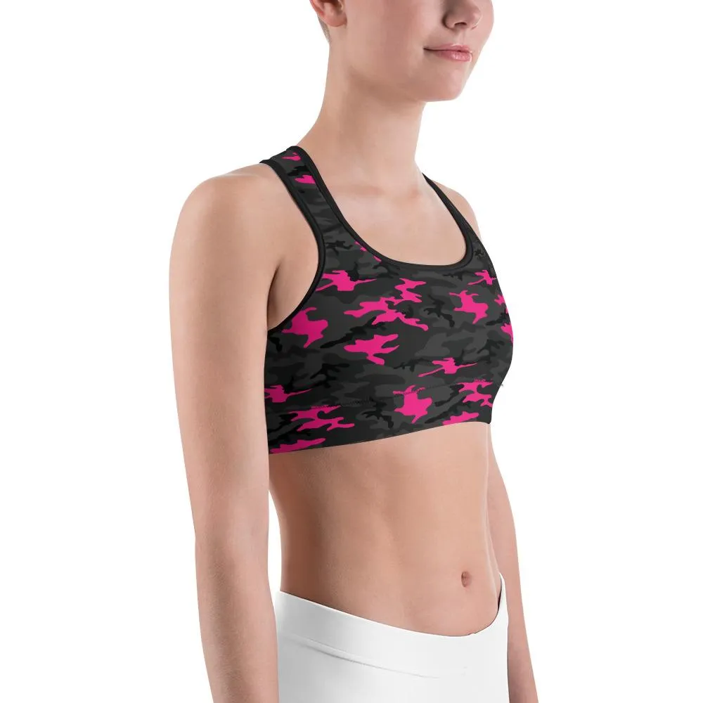 Dark Pink Camo Sports Bra