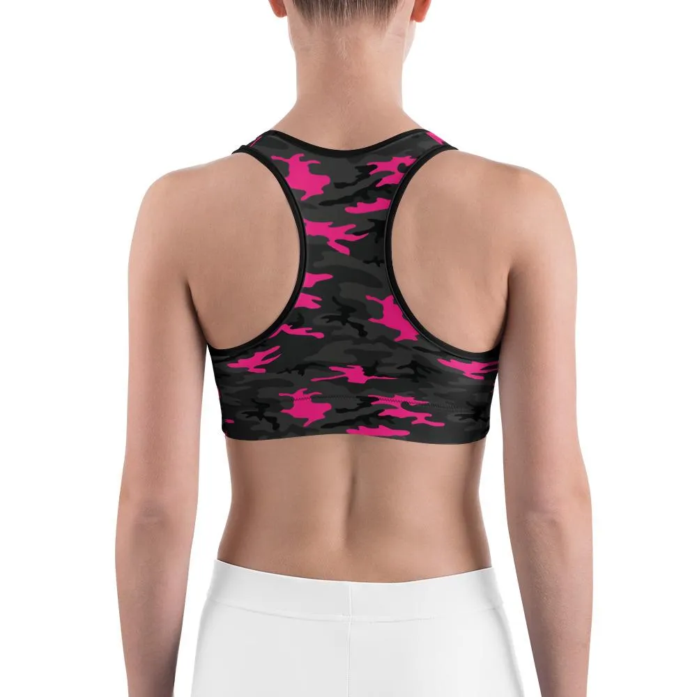 Dark Pink Camo Sports Bra