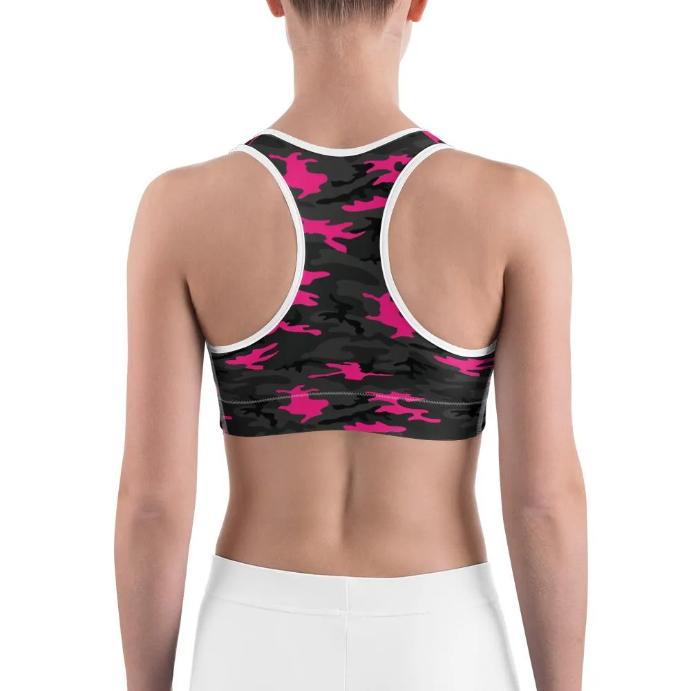 Dark Pink Camo Sports Bra