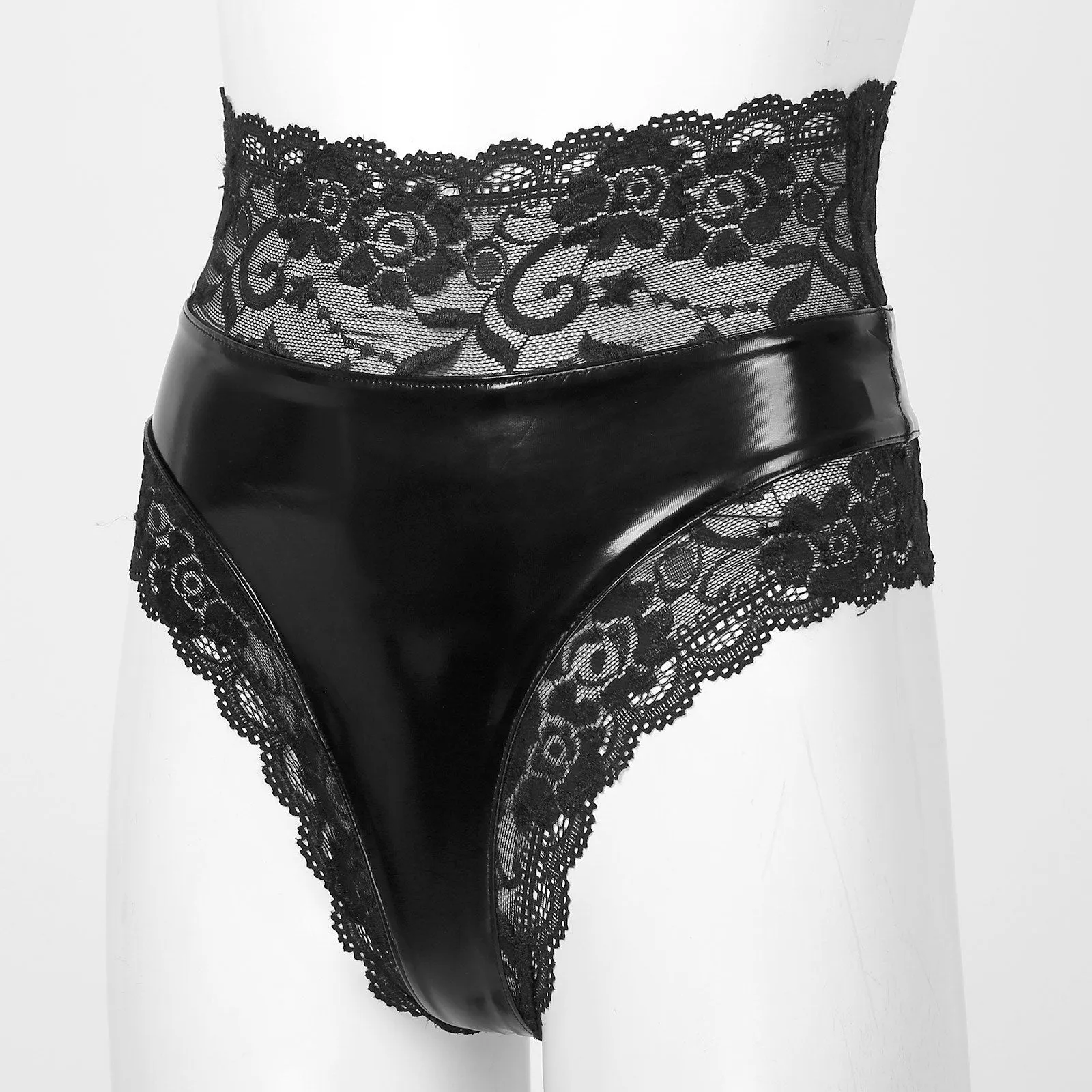 'Dead Zone' Black PU Leather Lace Panties