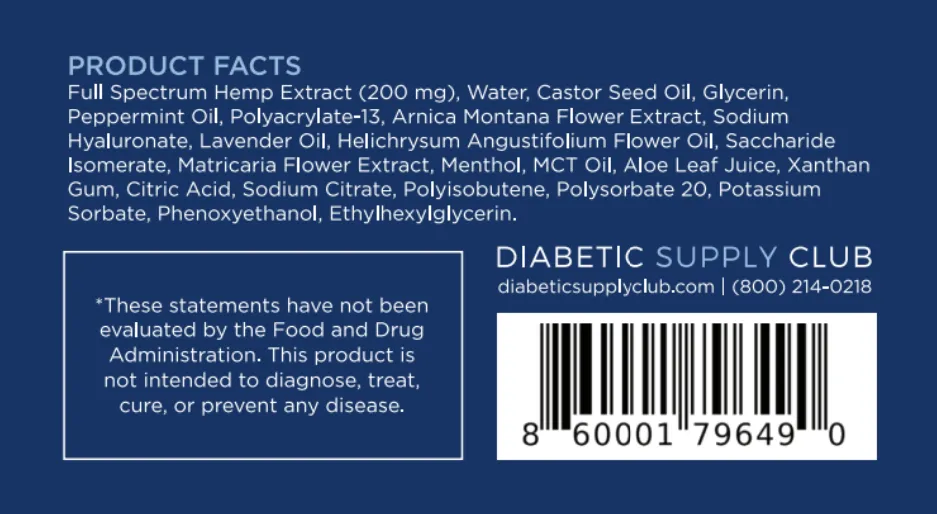 DSC Hemp Cream For Neuropathy Aches & Nerve Pain (Peppermint) by DIABETIC SOCK CLUB