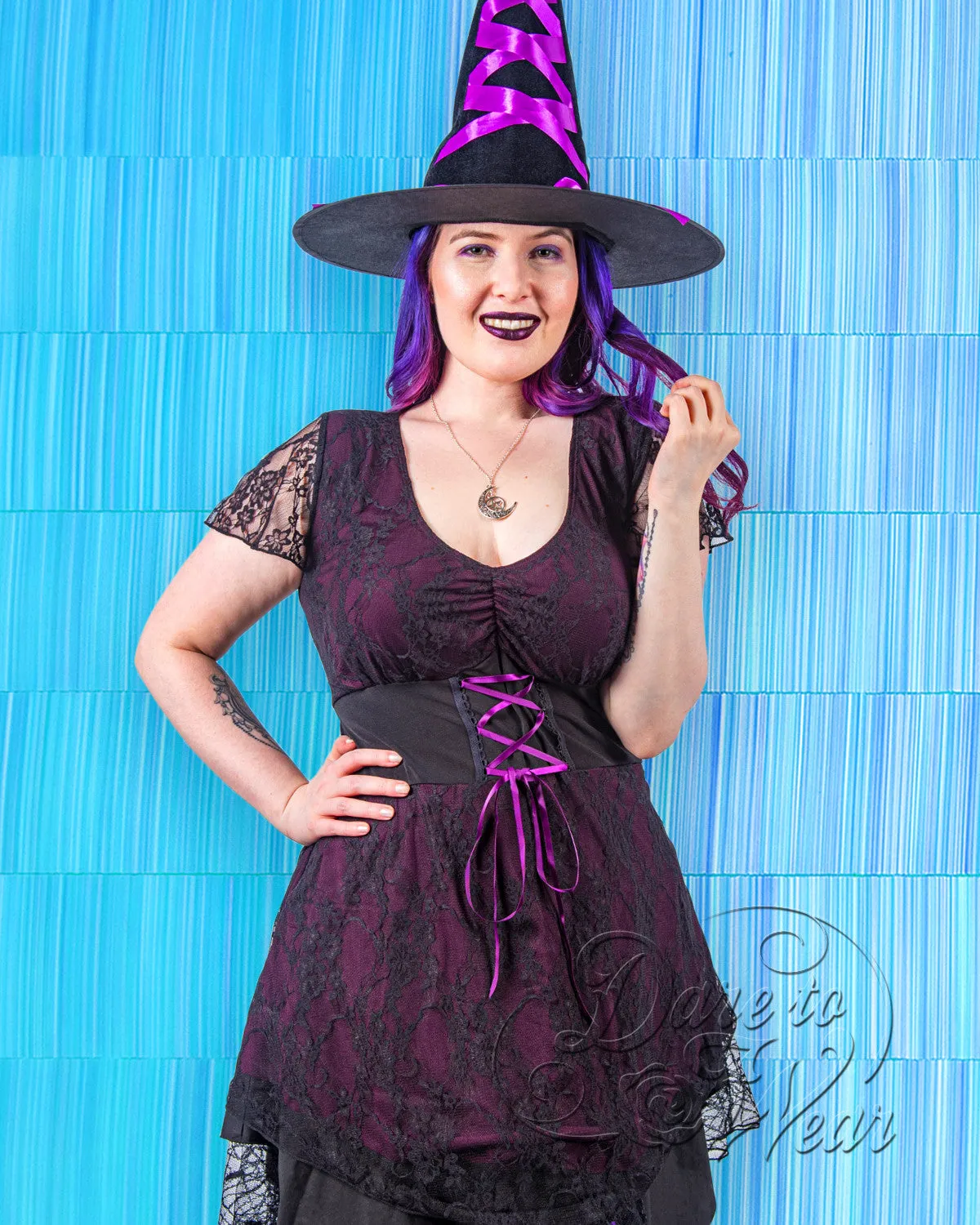 Enchantress Witch Costume with Sweetheart Top, Purple