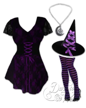 Enchantress Witch Costume with Sweetheart Top, Purple