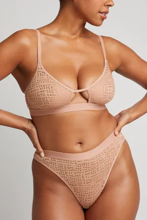 Eyelet Lace Cutout Bra in Buff