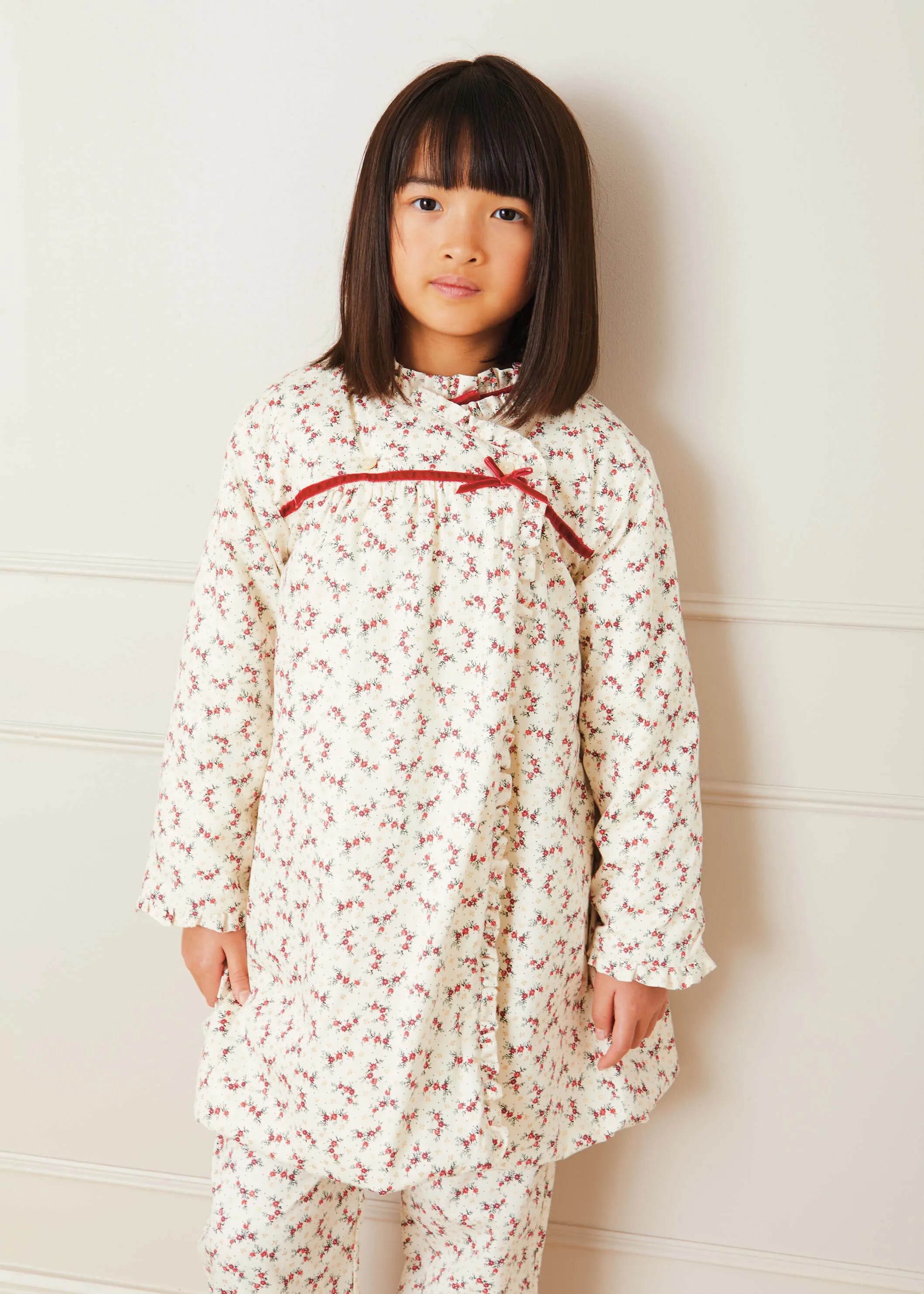 Floral Dressing Gown In Red And Gold (2-10yrs)