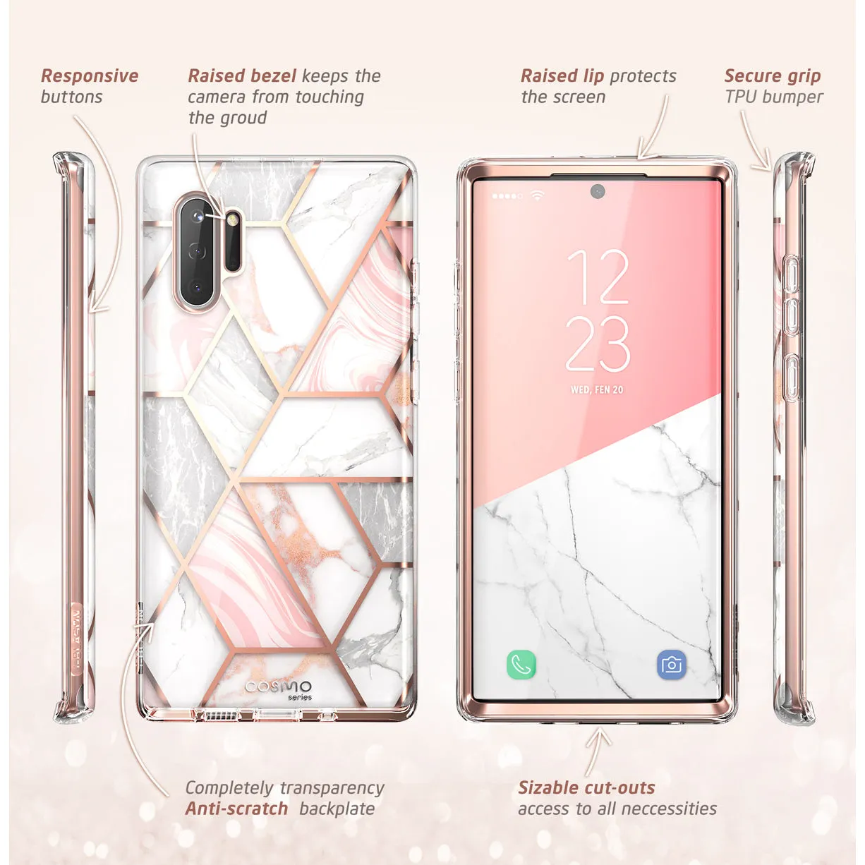 Galaxy Note10 Cosmo Case - Marble Pink