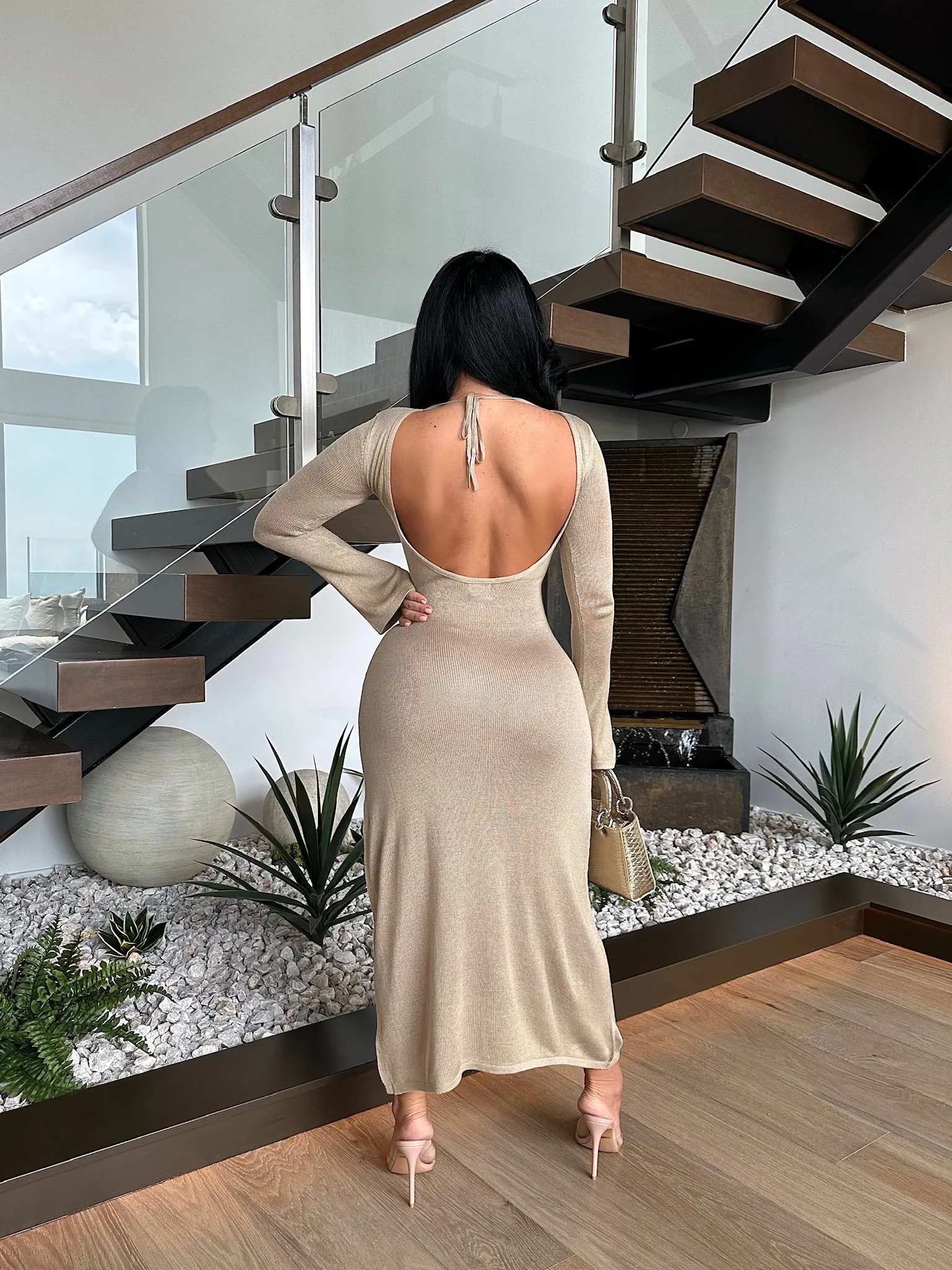 Get Away Knitted Maxi Dress Nude