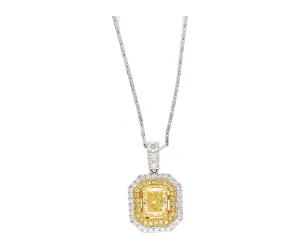 GIA Certified 1.05 Carat Fancy Yellow Diamond Pendant Necklace