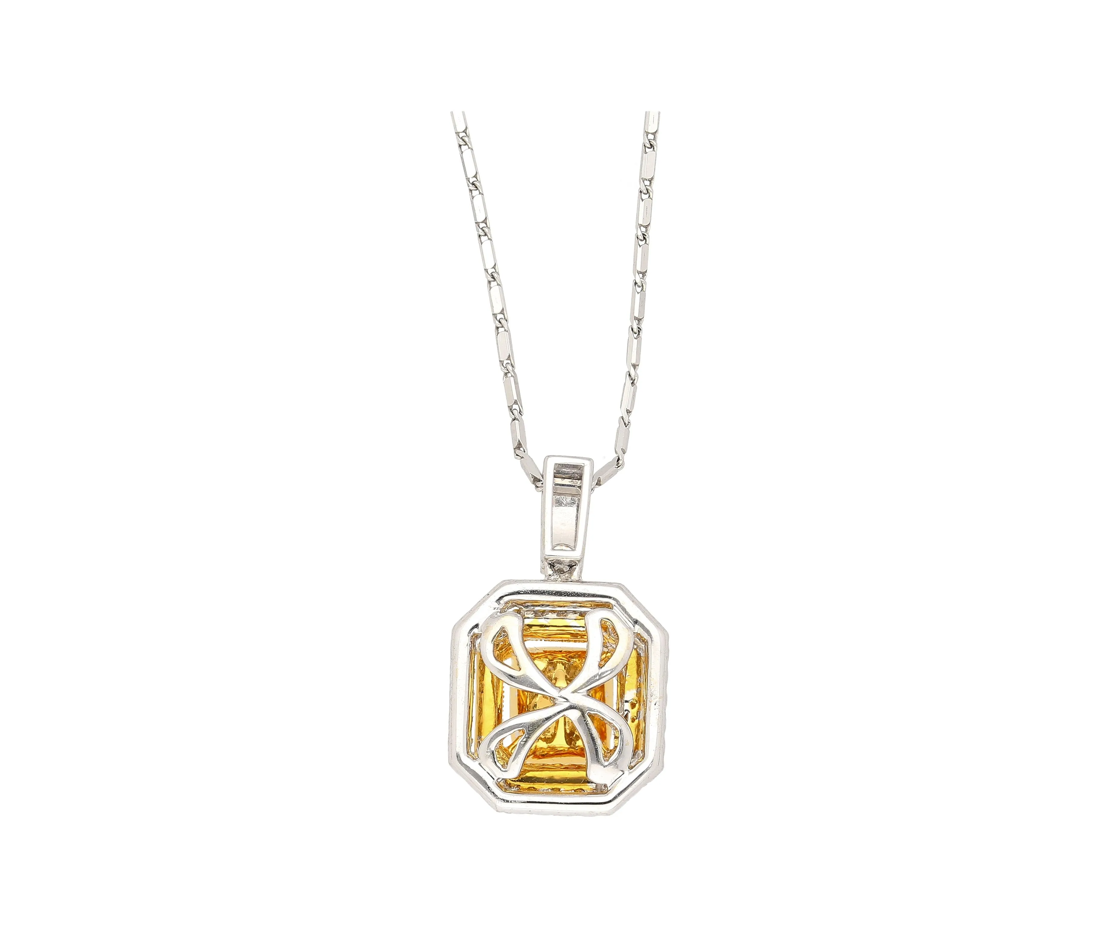 GIA Certified 1.05 Carat Fancy Yellow Diamond Pendant Necklace