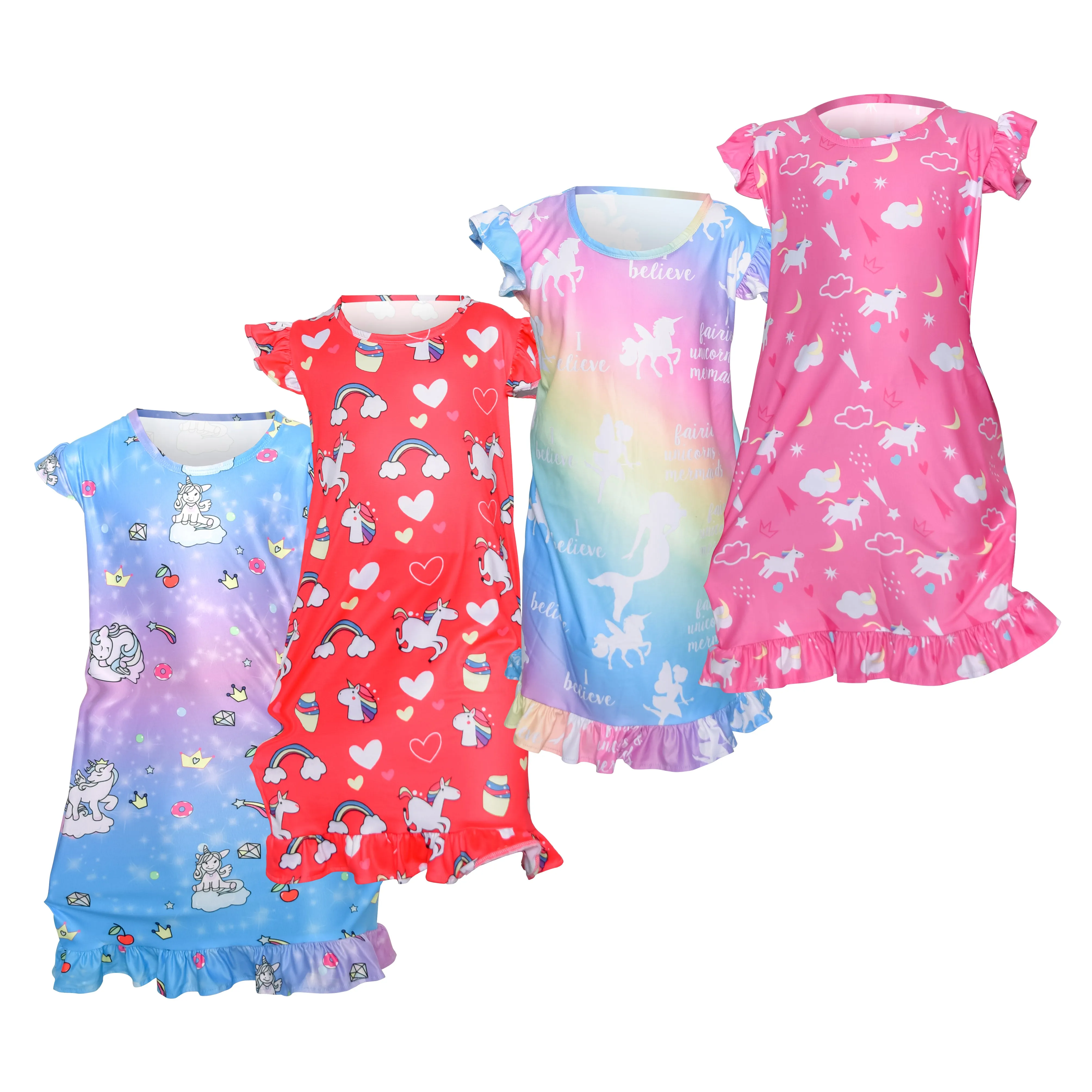 Girls' Unicorn NightGown - Rainbow