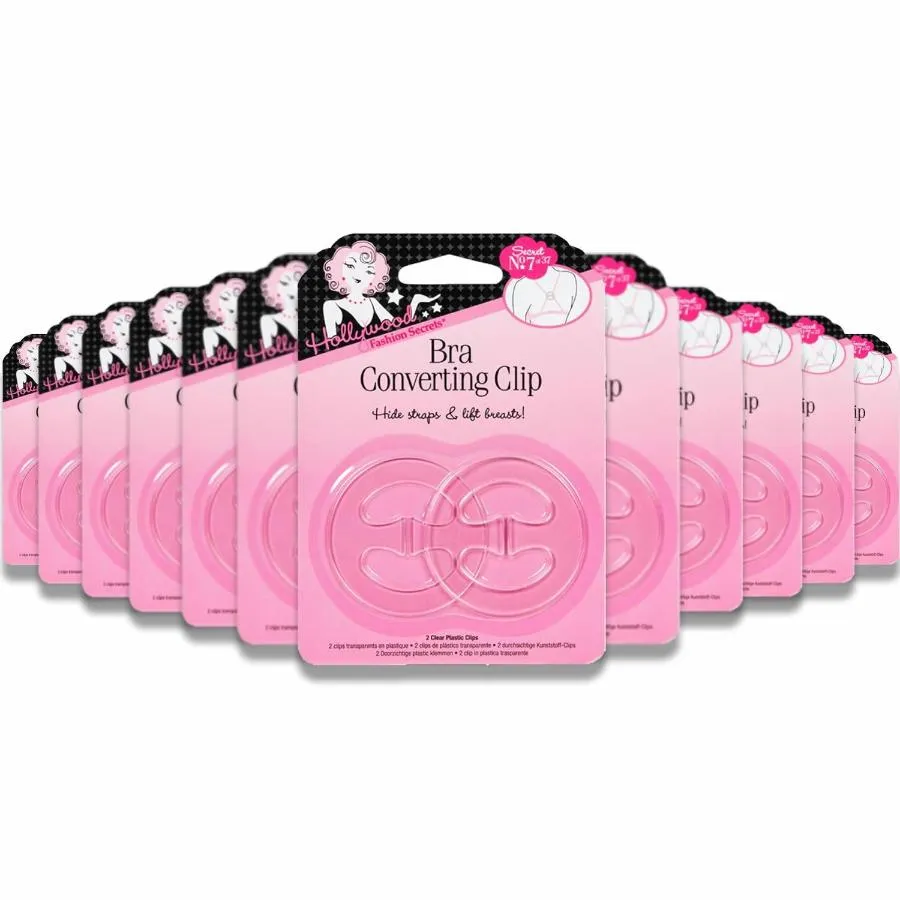 Hollywood Fashion Secrets - Bra Converting Clips, Clear, Transform Your Bra Style And Lift - 2 Count - 48 Pack