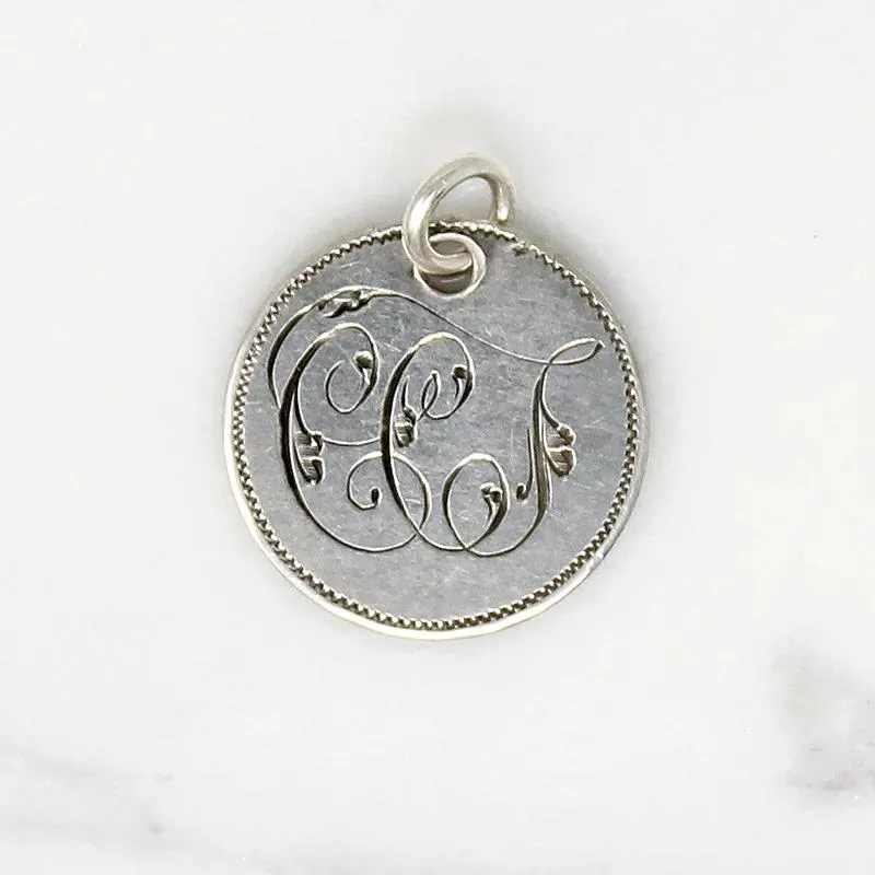 Individual Engraved Initials 19th Century Silver Coin Charms