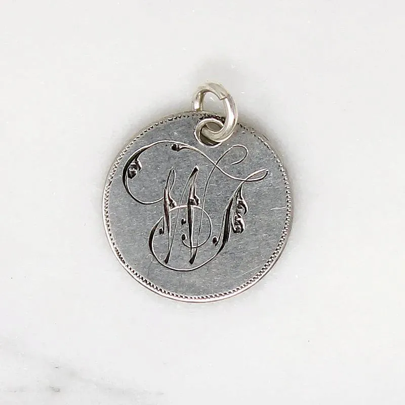 Individual Engraved Initials 19th Century Silver Coin Charms