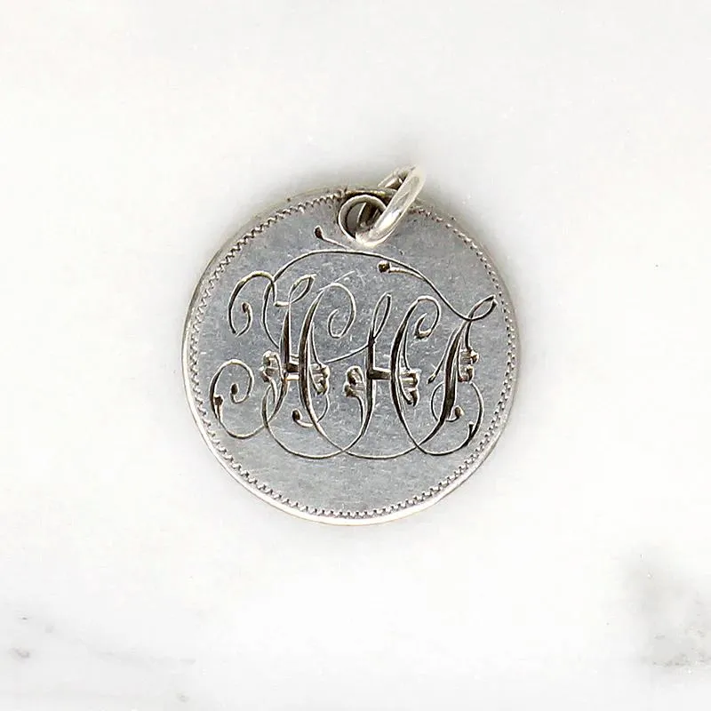 Individual Engraved Initials 19th Century Silver Coin Charms