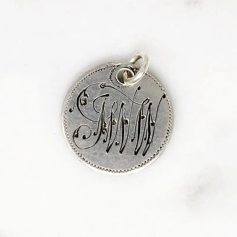 Individual Engraved Initials 19th Century Silver Coin Charms