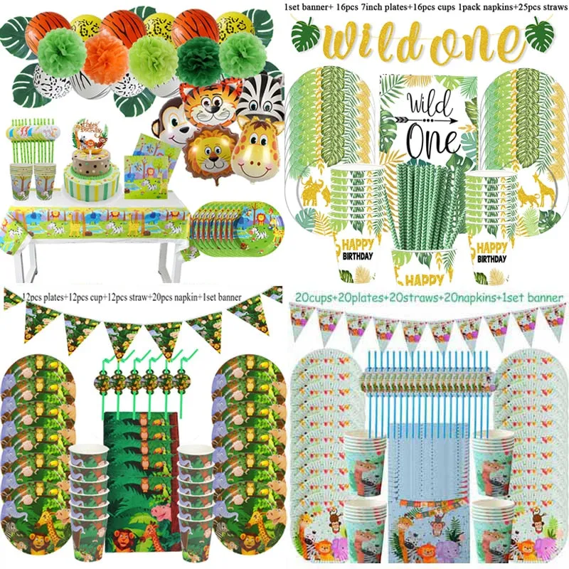 Jungle Safari Birthday Party Disposable Tableware Set