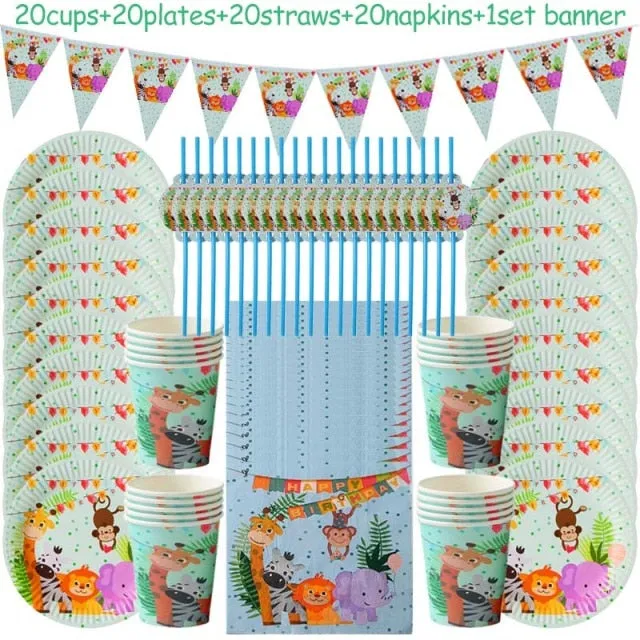 Jungle Safari Birthday Party Disposable Tableware Set