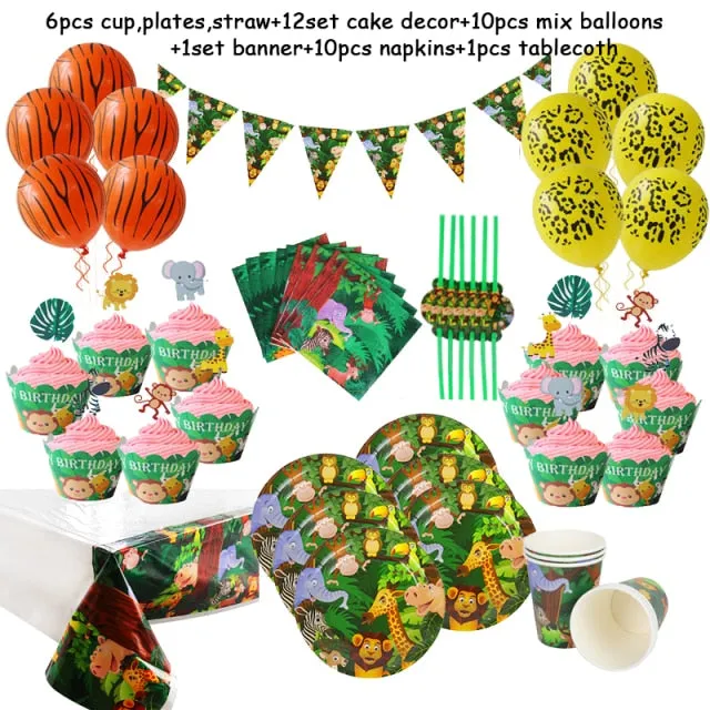 Jungle Safari Birthday Party Disposable Tableware Set