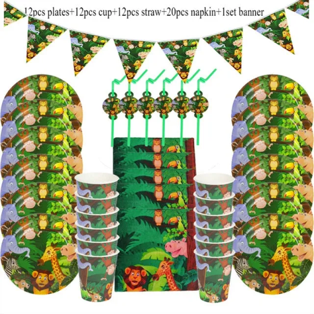 Jungle Safari Birthday Party Disposable Tableware Set