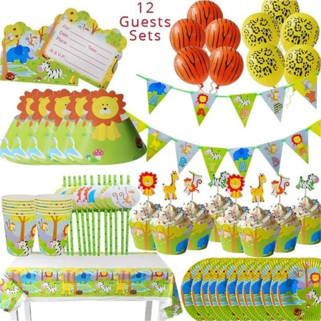 Jungle Safari Birthday Party Disposable Tableware Set