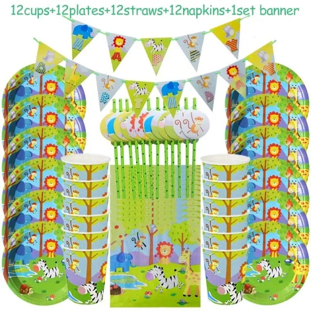 Jungle Safari Birthday Party Disposable Tableware Set