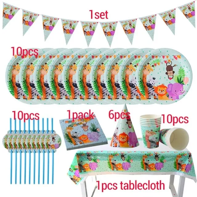 Jungle Safari Birthday Party Disposable Tableware Set