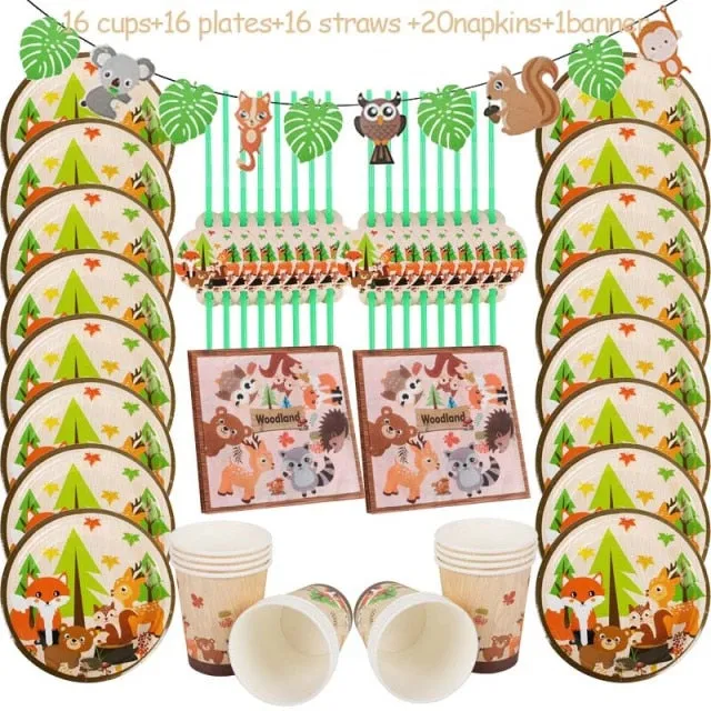 Jungle Safari Birthday Party Disposable Tableware Set