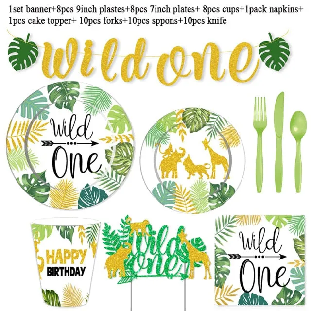 Jungle Safari Birthday Party Disposable Tableware Set