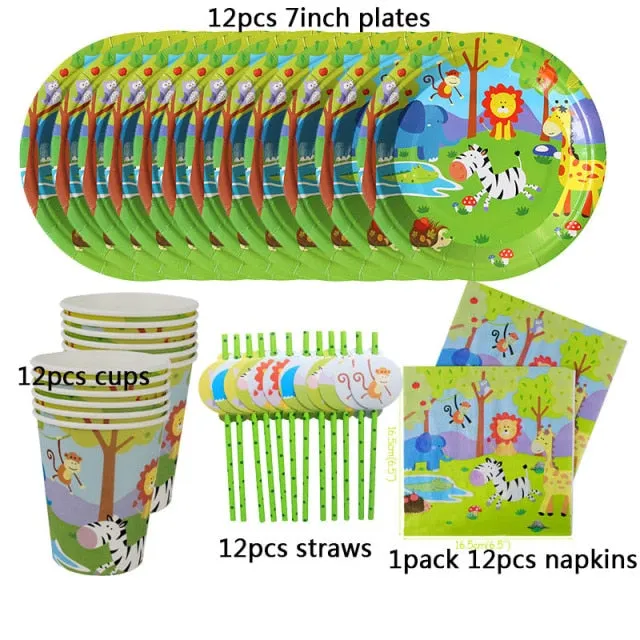 Jungle Safari Birthday Party Disposable Tableware Set