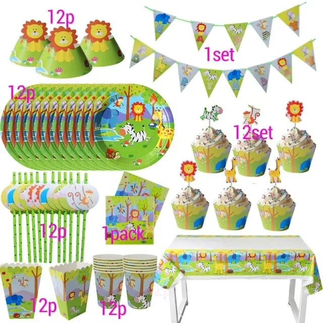 Jungle Safari Birthday Party Disposable Tableware Set