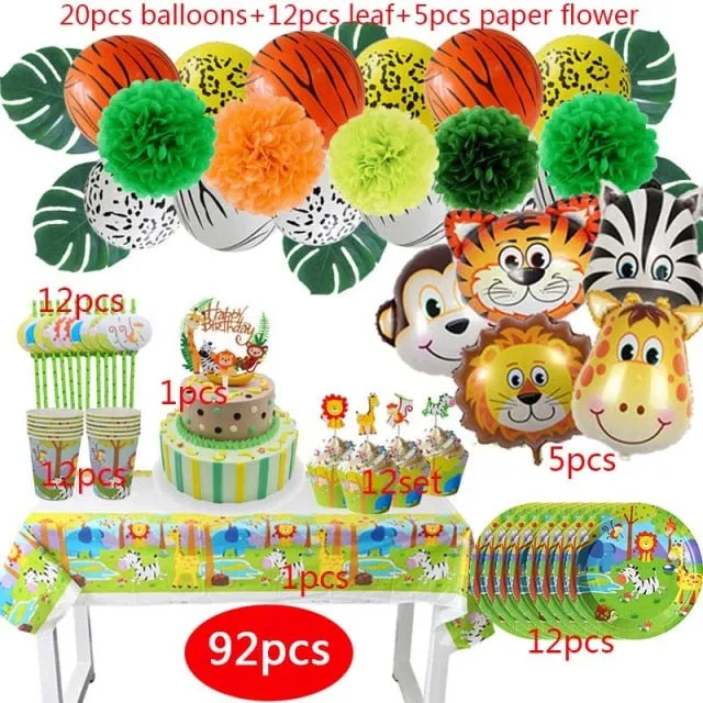 Jungle Safari Birthday Party Disposable Tableware Set