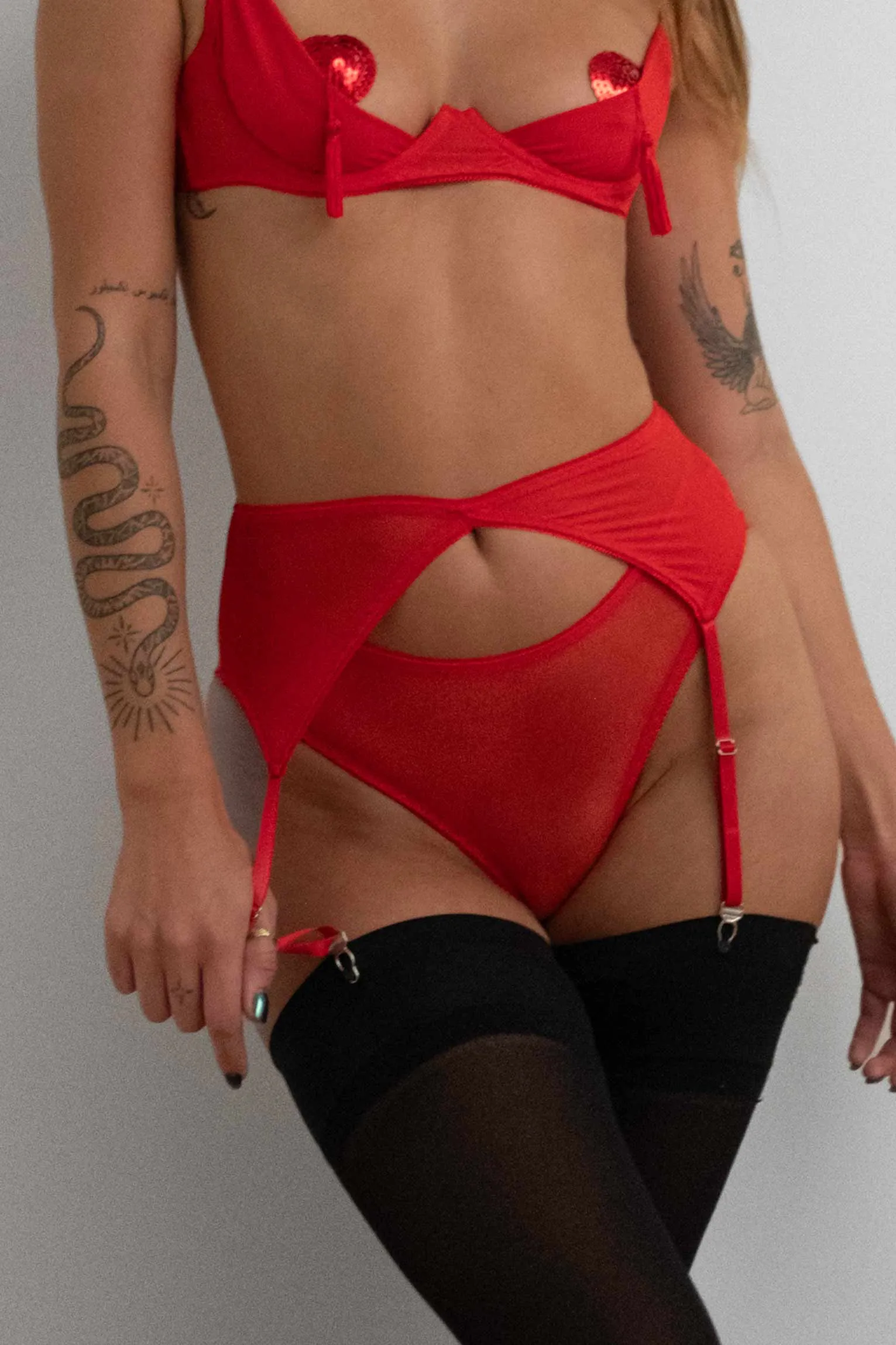 Kayla Open Knicker Cheeky Heart Red