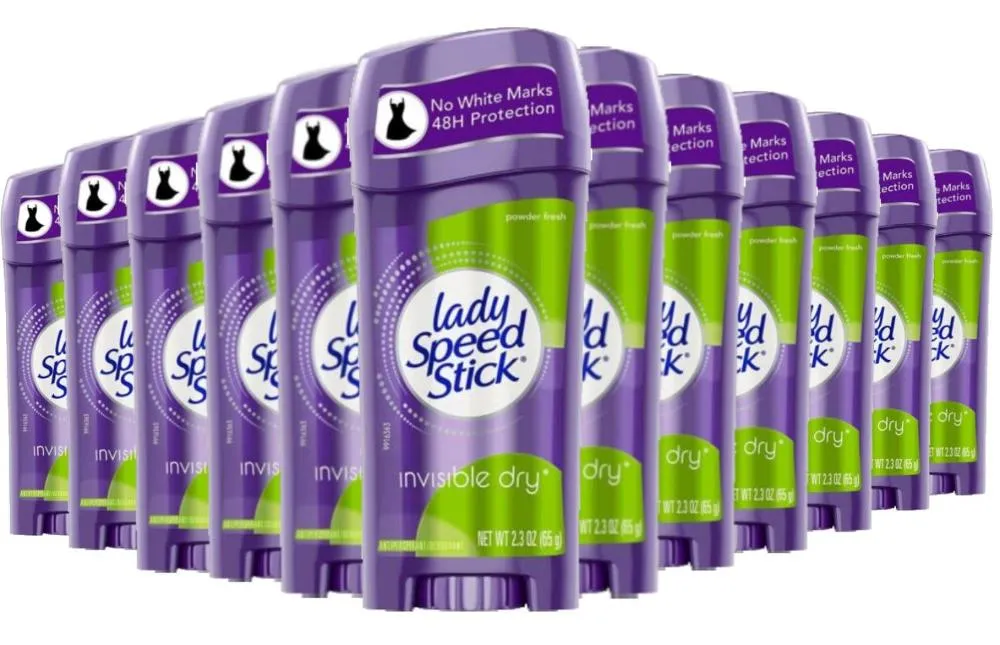 Lady Speed Stick Invisible Dry Antiperspirant & Deodorant, Powder Fresh - 2.3 oz - 12 Pack