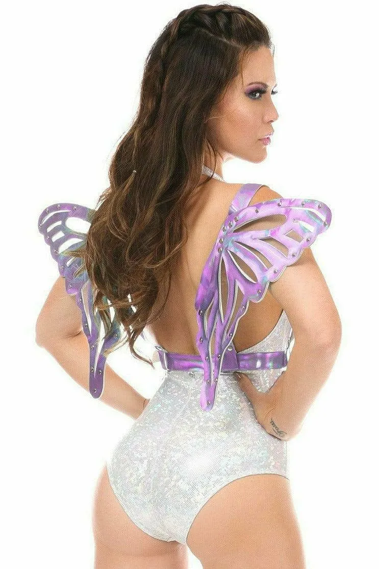 Lavender Hologram Large Butterfly Wing Body Harness