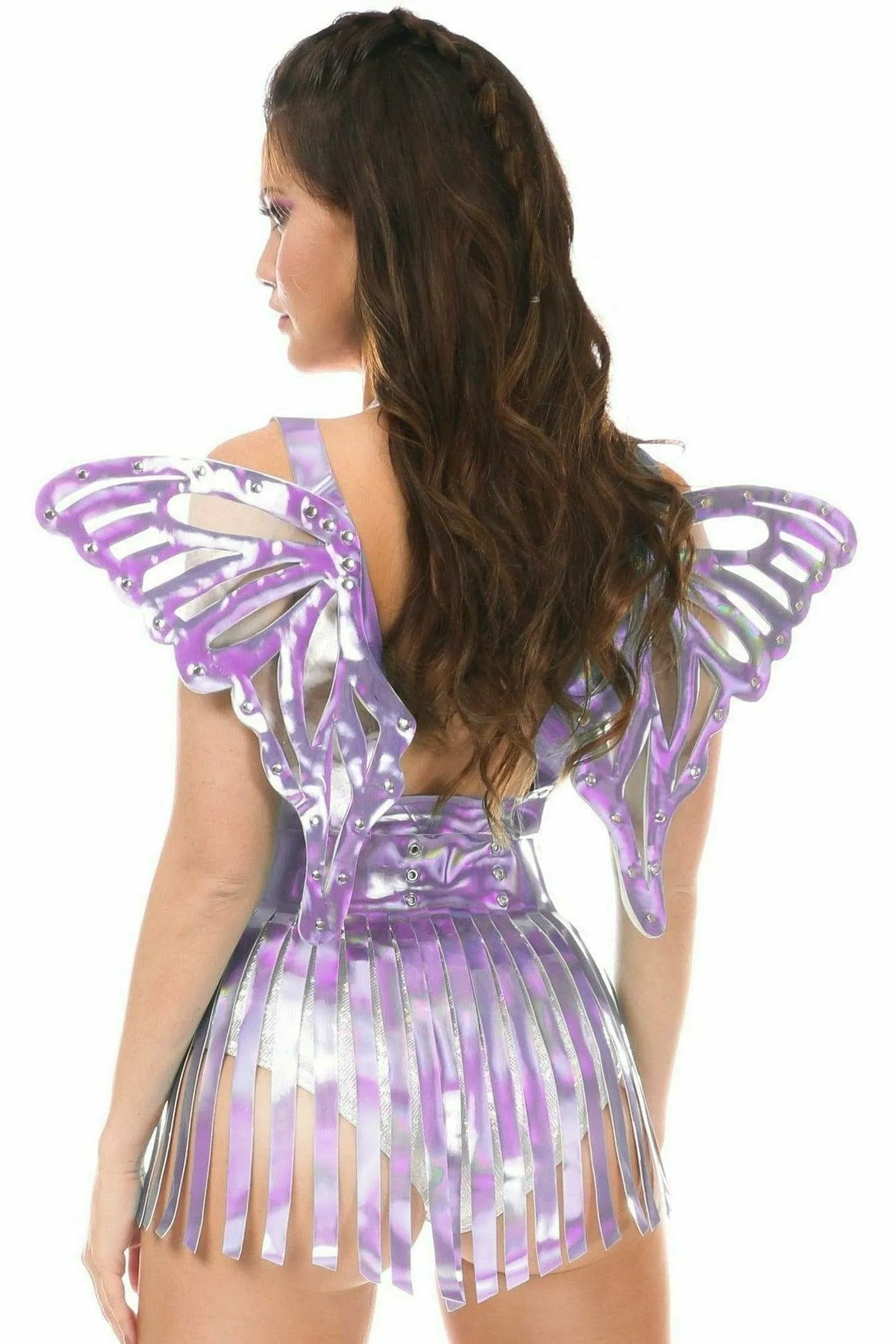 Lavender Hologram Large Butterfly Wing Body Harness