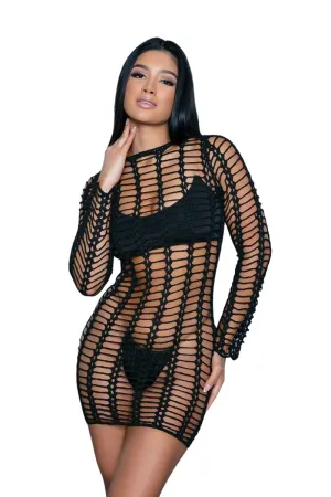 Long Sleeve Fence net Mini Dress