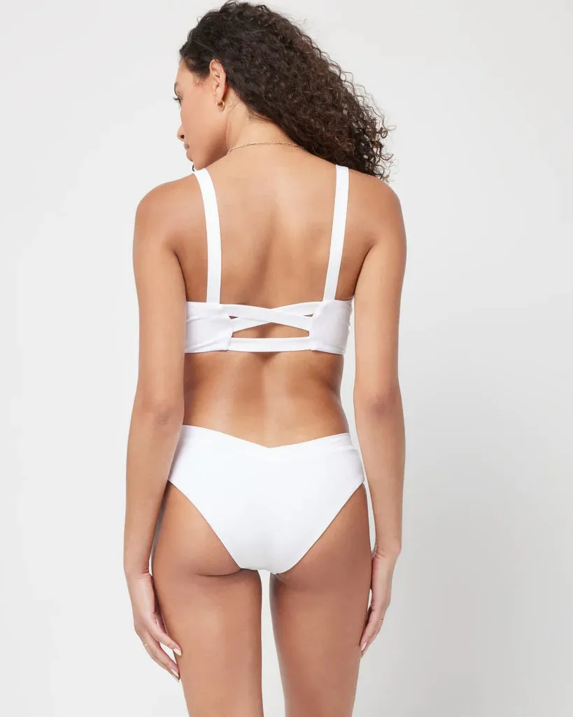 L*Space Women's Pratt Ribbed Bikini Bottom - Classic White