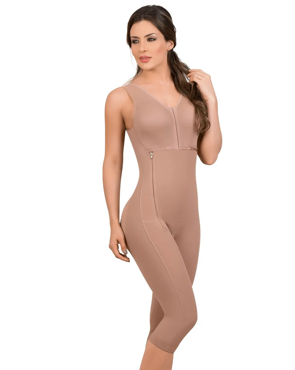 MariaE Fajas Postoperative Shapewear with Bra Side Zipper Knee Length