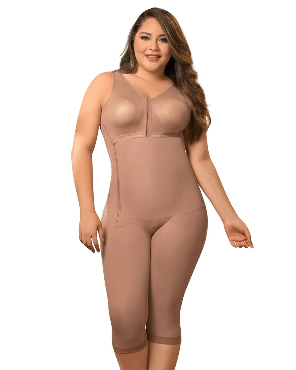 MariaE Fajas Postoperative Shapewear with Bra Side Zipper Knee Length