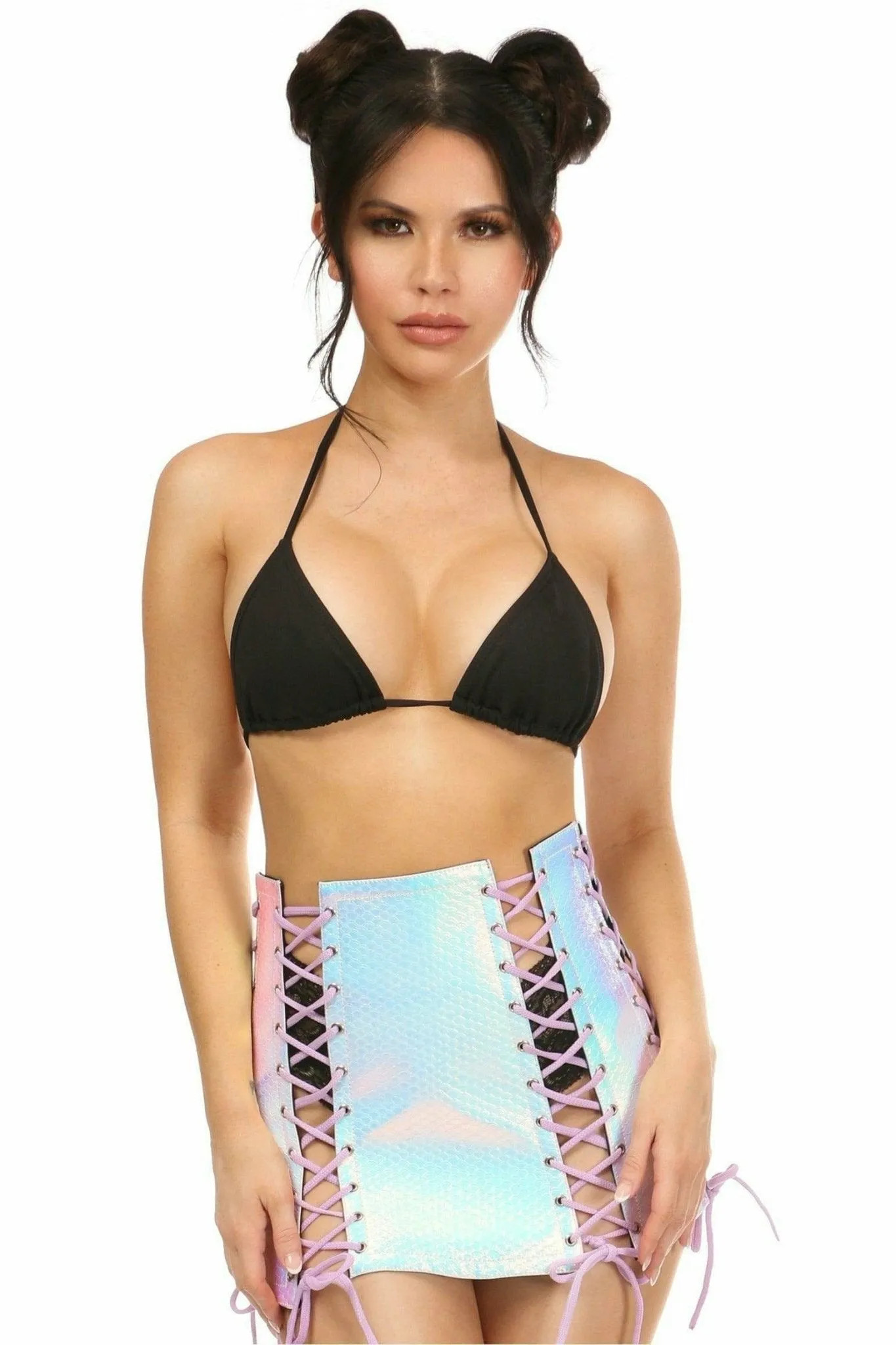 Mermaid Hologram Lace-Up Skirt