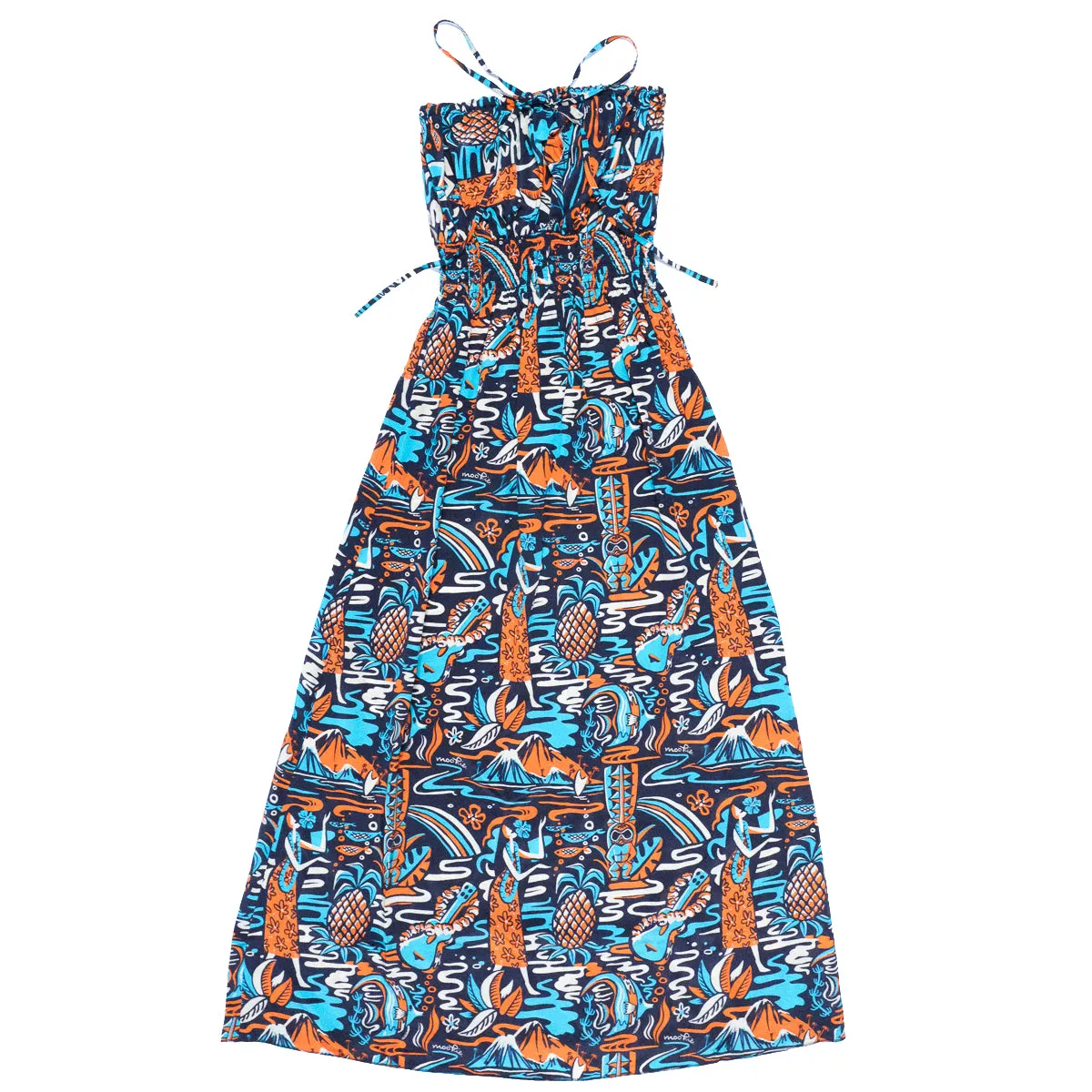 Mookie Sato x Avanti Tiki Luau (Long Halter Dress) - Navy