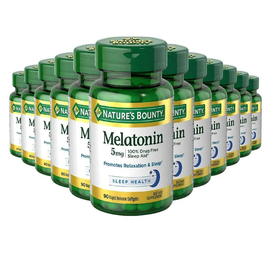 Nature's Bounty Melatonin 5 mg  -90 Rapid Release Softgels- 12 Pack