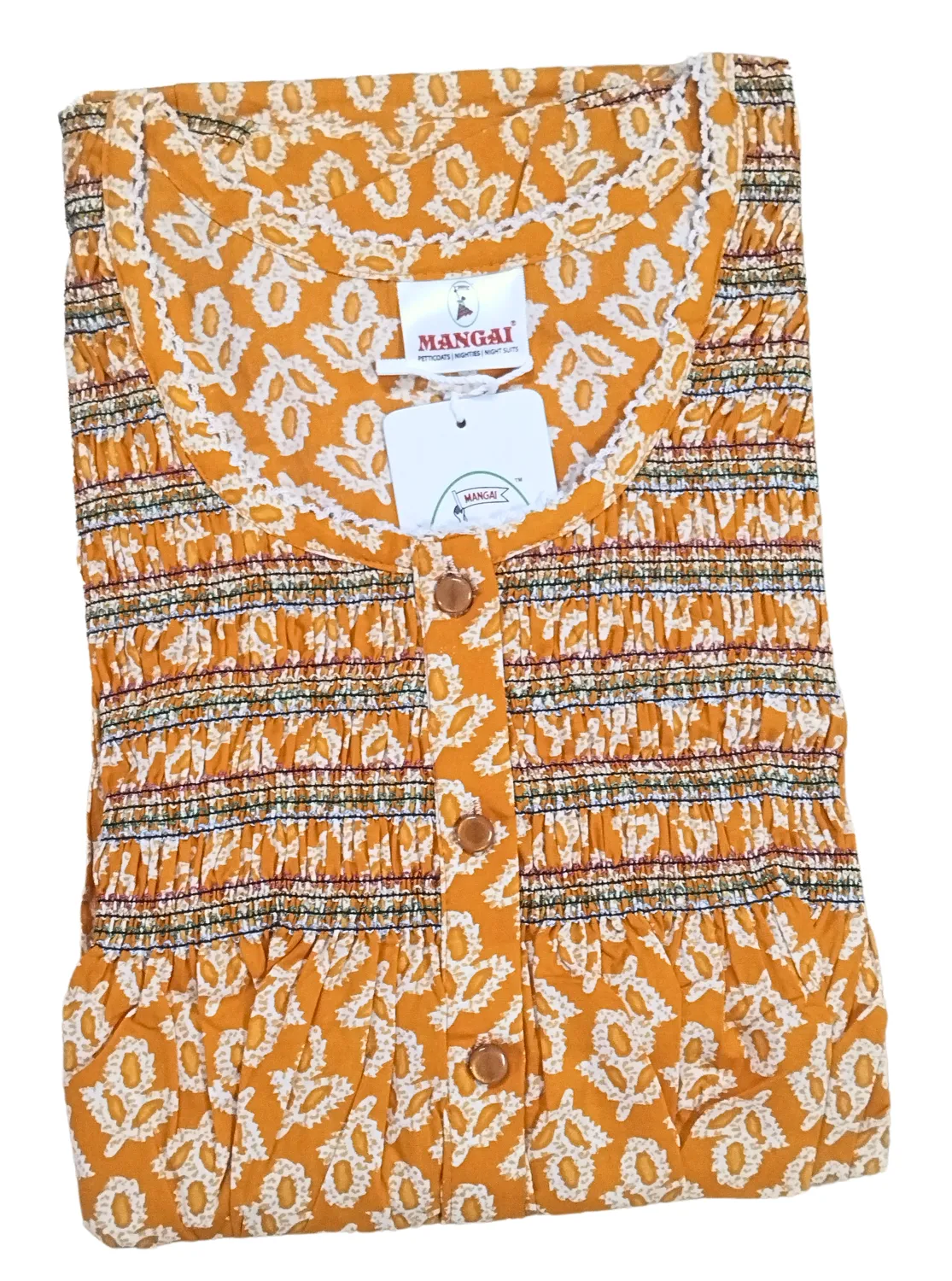 New MANGAI Premium COTTON Printed Smokey Nighty | Beautiful Pleated Design | Side Pocket | Stylish Nighty for Trendy Women's | Your Perfect Nightwear Collection's (MPL)