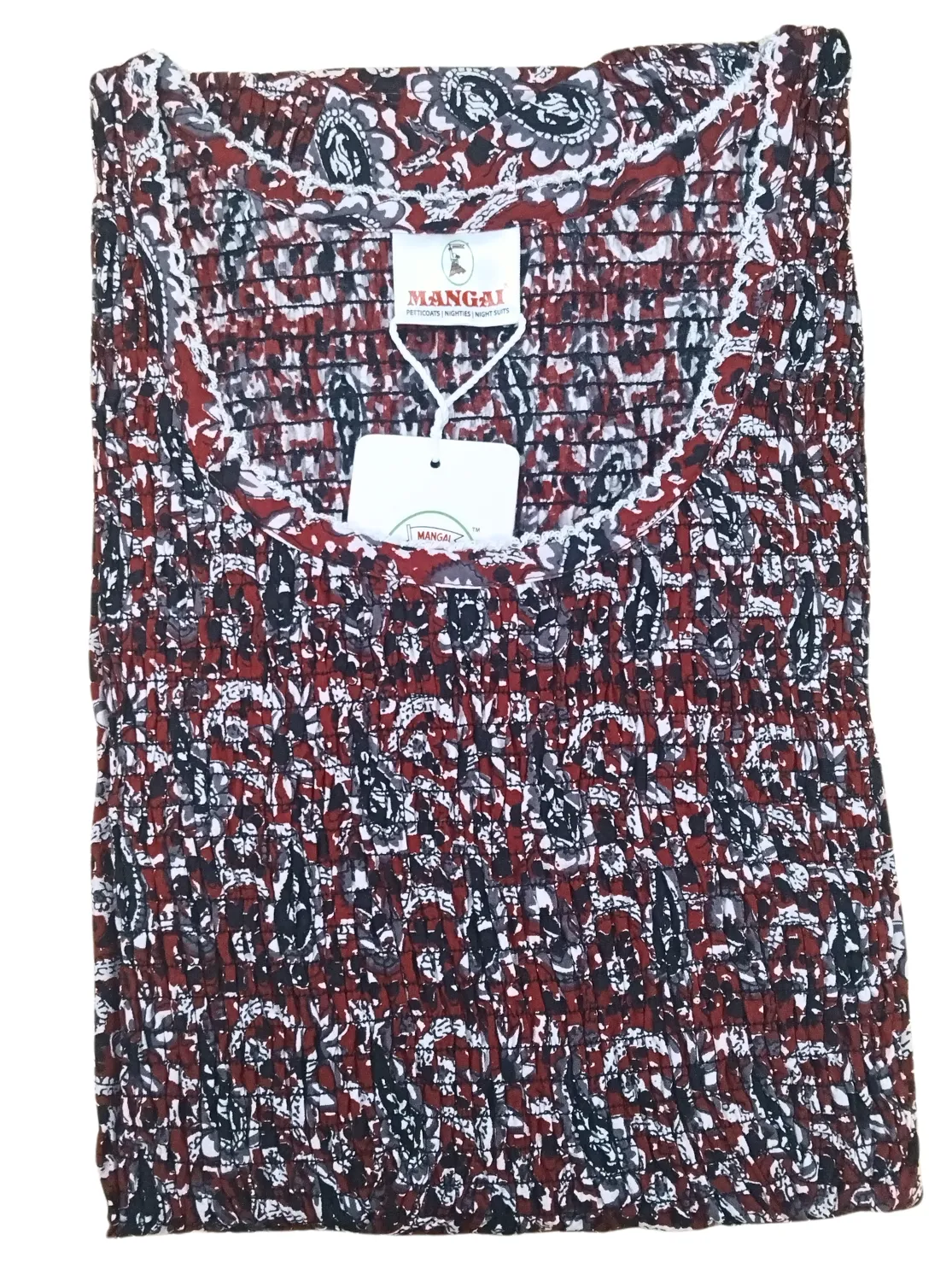 New MANGAI Premium COTTON Printed Smokey Nighty | Beautiful Pleated Design | Side Pocket | Stylish Nighty for Trendy Women's | Your Perfect Nightwear Collection's (MPL)