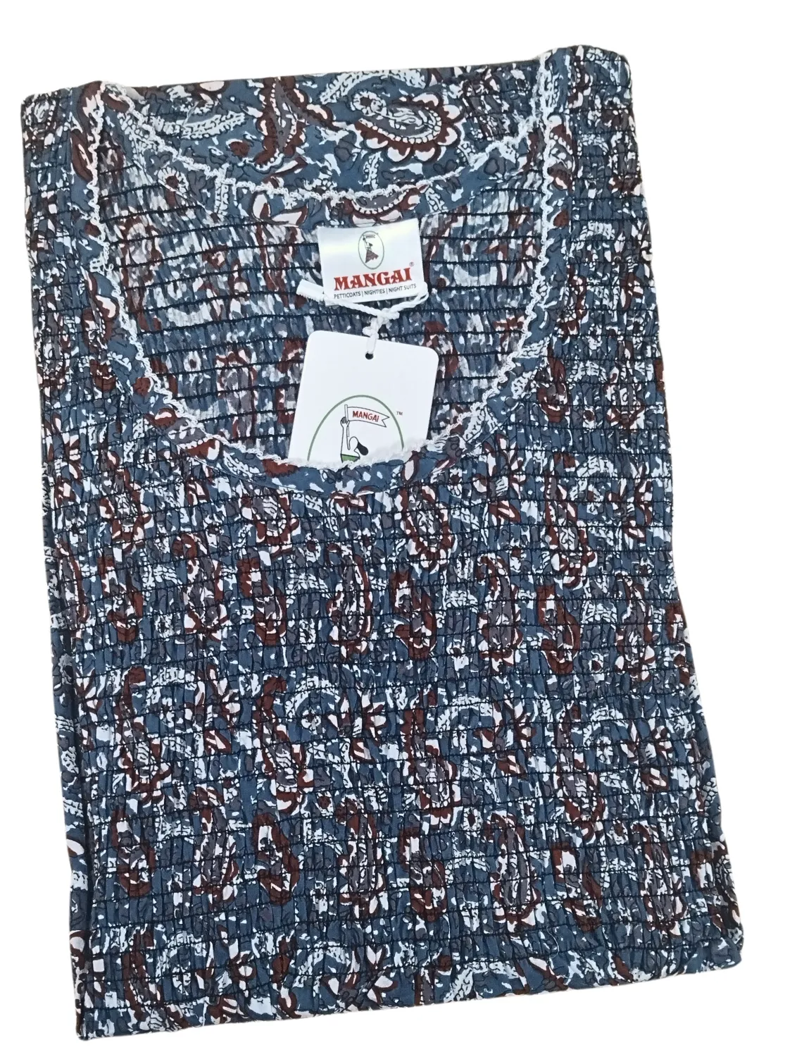 New MANGAI Premium COTTON Printed Smokey Nighty | Beautiful Pleated Design | Side Pocket | Stylish Nighty for Trendy Women's | Your Perfect Nightwear Collection's (MPL)