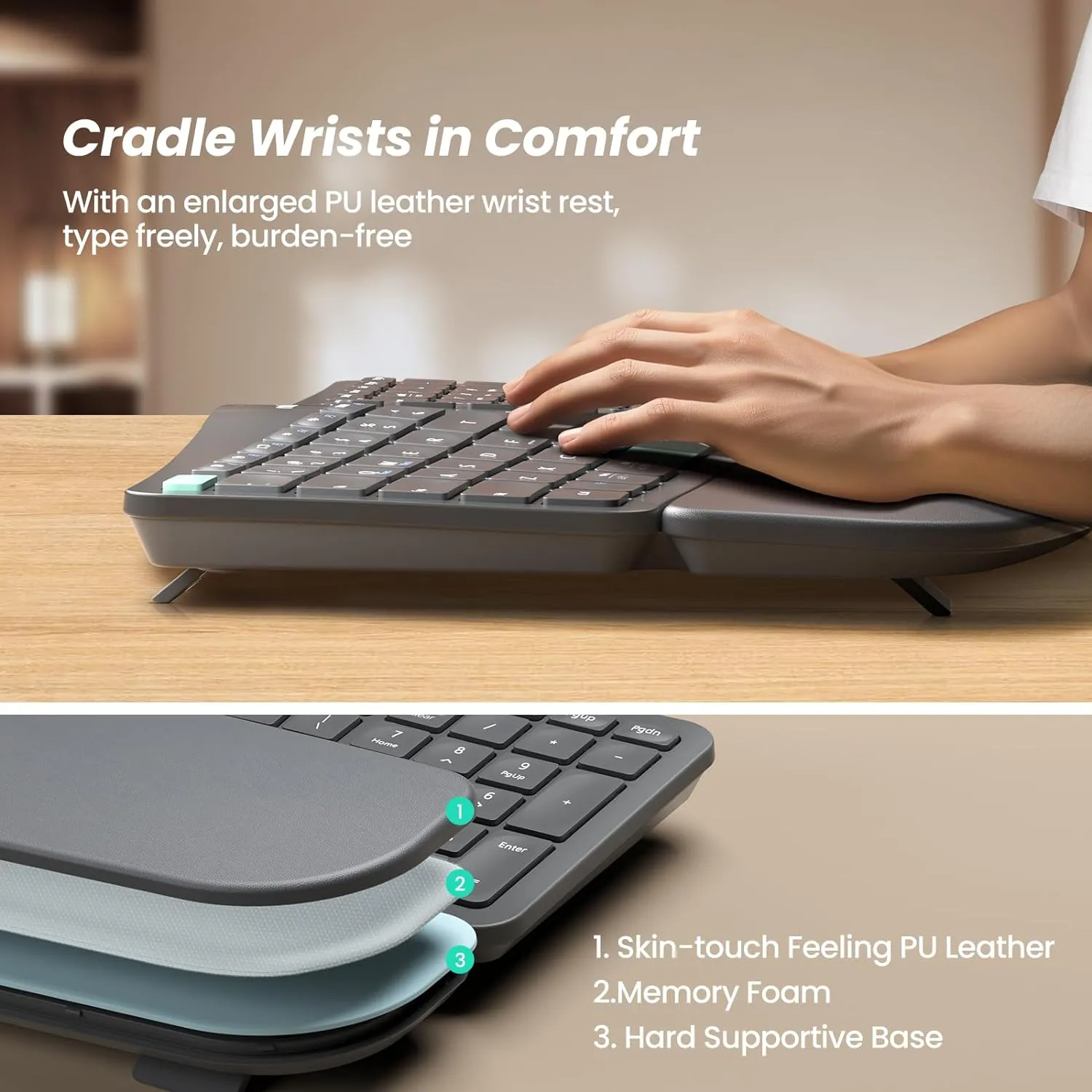 Nulea RT05B Wireless Ergonomic Keyboard