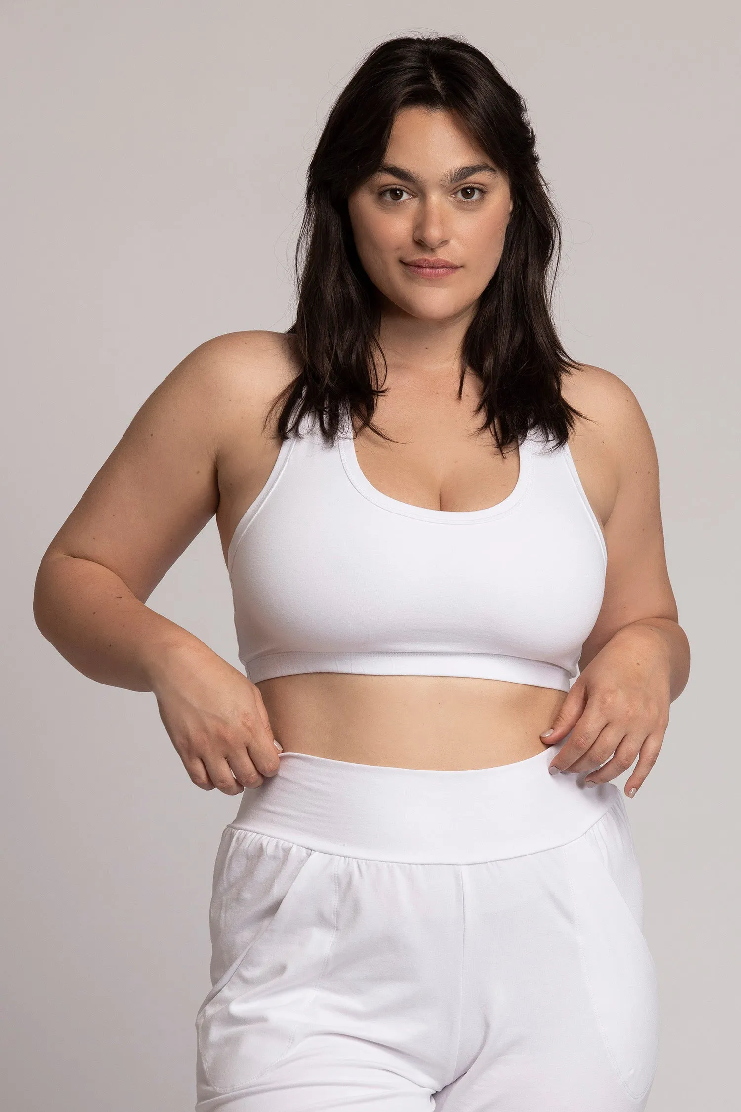 Organic Cotton Pure White Racer-Back Bra