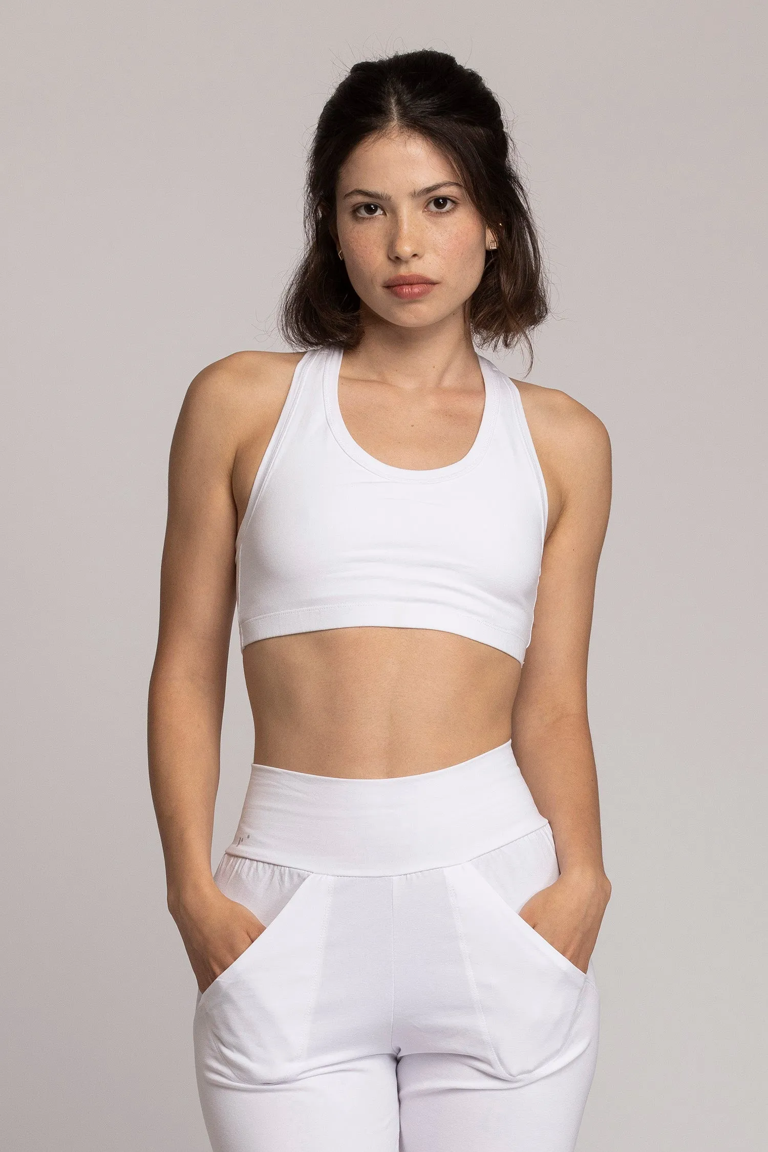 Organic Cotton Pure White Racer-Back Bra